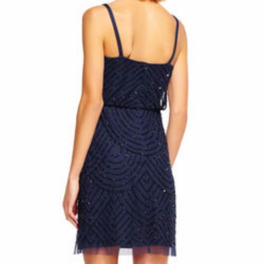 Adrianna Papell sequin blouson dress Navy Black - Picture 4 of 8